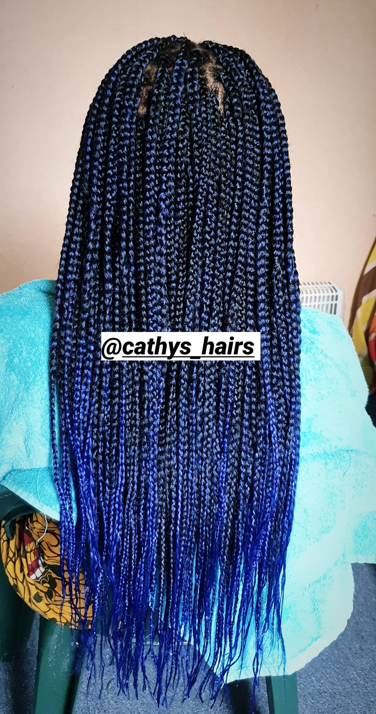 Box braids ombré bleu